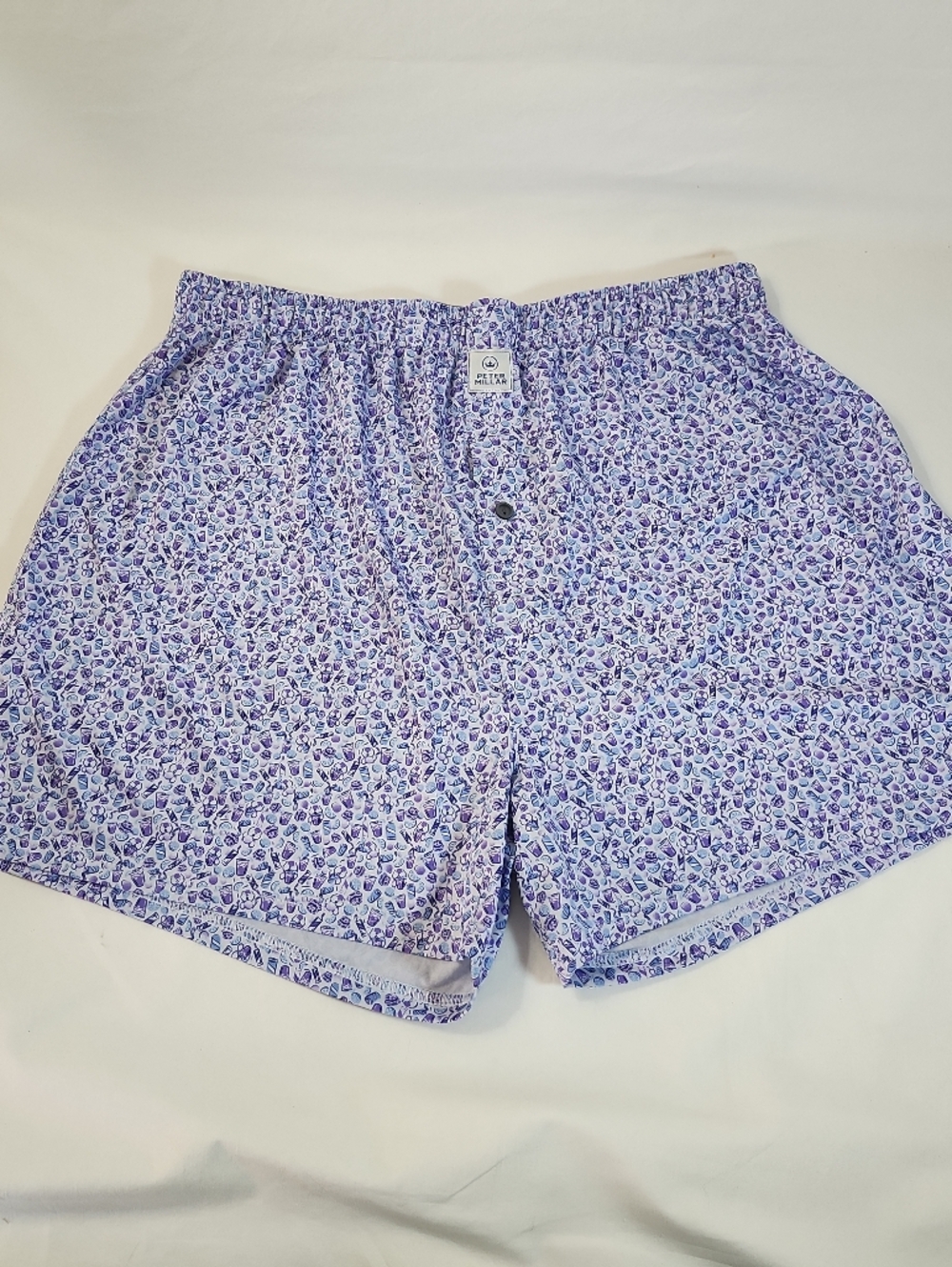 Men's Peter Millar Sleep Shorts Blue purple allover Print Loungewear size M